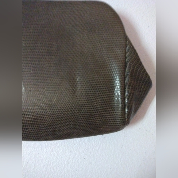 Lesco super chic vintage lizard genuine lizard skin small clutch in cognac EUC - Picture 9 of 11